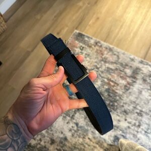 Anson Belt & Buckle 1.25” navy blue Canvas Casual Belt, 38”,  W/ black Buckle